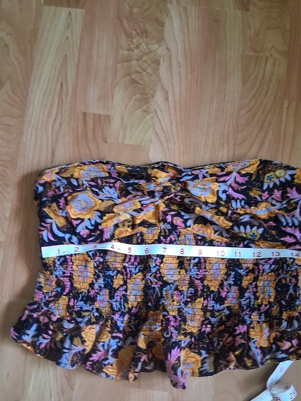 Free People Floral Smocked Ruffle Tube Top - Picture 2 of 5
